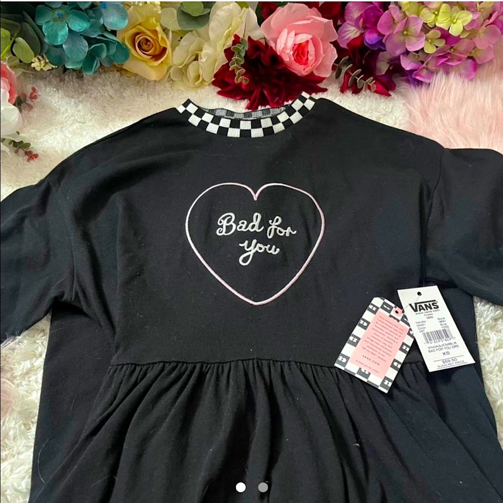 BNWT Lazy Oaf x Vans collab bad for you tshirt dress